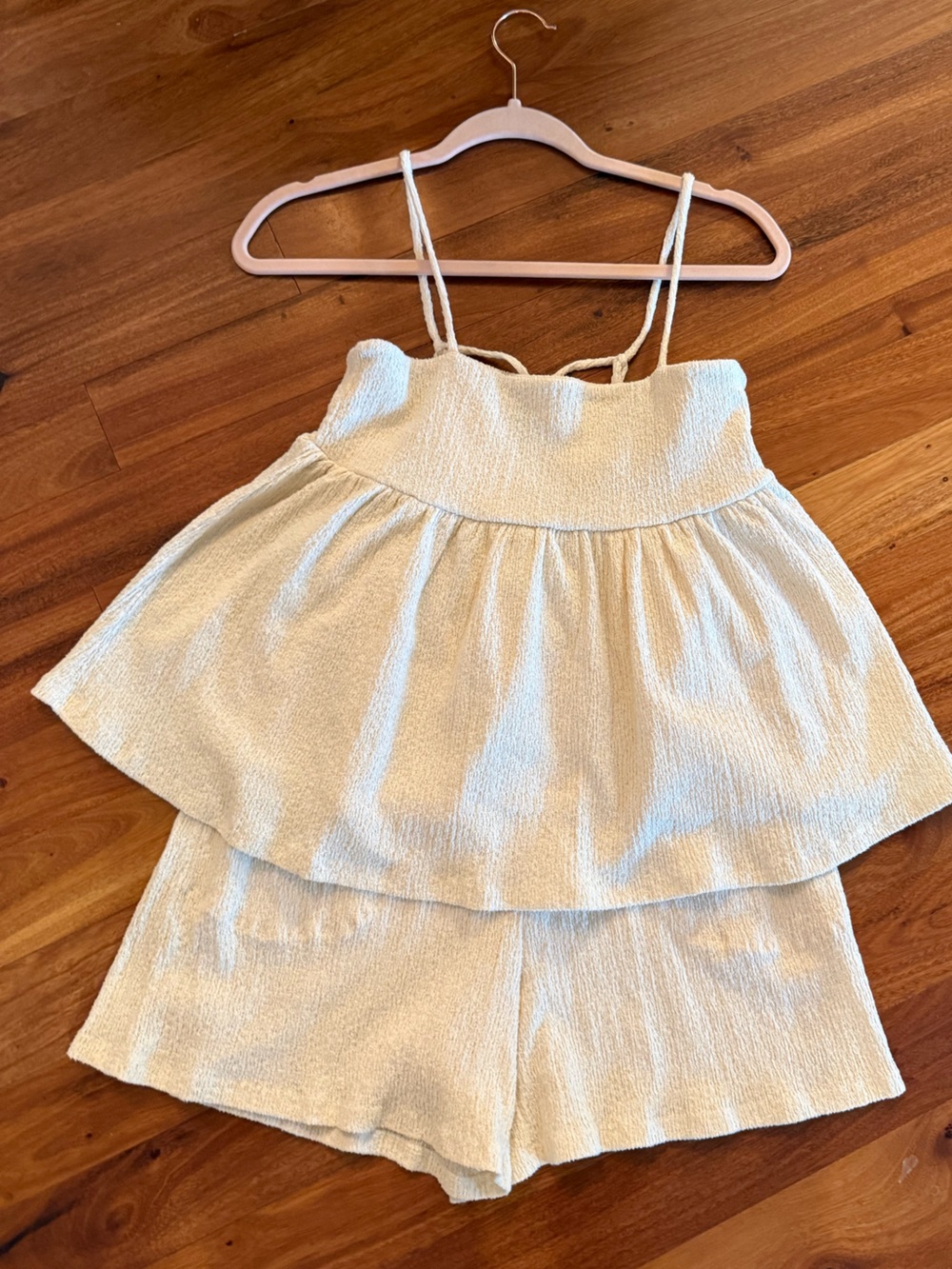 FP Women’s Cream Two-Piece Smocked Cami & Short Set